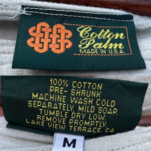 Cotton Palm Womens Shirt Blouse Gauzy Tiered Sage Green Cotton Medium - Picture 7 of 7